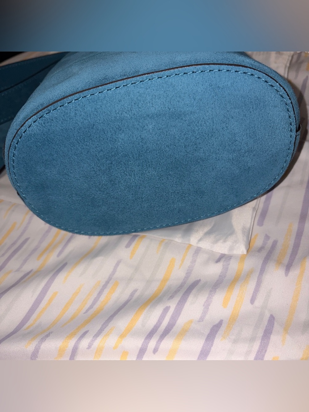 Coach Bleecker Bucket 21 Bag Sea Blue Suede - Picture 6 of 6